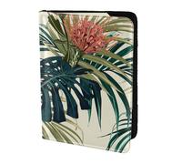 YUNWEIKEJI Exotic Palm Leaves Jungle Leaf Tropical Floral Pink Green Printed, Passport Holder PU Leather Travel Wallet Passport Case Passport Covers 5.5 in