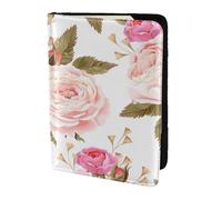 YUNWEIKEJI Floral Flower Rose Pink, Passport Holder PU Leather Travel Wallet Passport Case Passport Covers 5.5 in