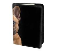 YUNWEIKEJI French Bulldog On Black, Passport Holder PU Leather Travel Wallet Passport Case Passport Covers 5.5 in