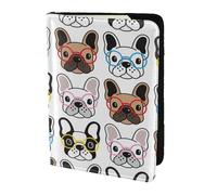 YUNWEIKEJI French Bulldog with Glasses, Passport Holder PU Leather Travel Wallet Passport Case Passport Covers 5.5 in