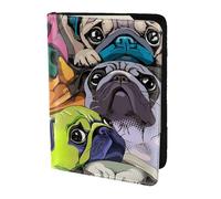YUNWEIKEJI Funny Cartoon Pug Dog, Passport Holder PU Leather Travel Wallet Passport Case Passport Covers 5.5 in