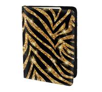 YUNWEIKEJI Gold Zebra Animal Print, Passport Holder PU Leather Travel Wallet Passport Case Passport Covers 5.5 in
