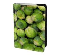 YUNWEIKEJI Green Brussel Sprout Print, Passport Holder PU Leather Travel Wallet Passport Case Passport Covers 5.5 in
