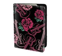 YUNWEIKEJI Guitar and Rose, Passport Holder PU Leather Travel Wallet Passport Case Passport Covers 5.5 in