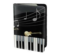 YUNWEIKEJI Guitar Piano Pattern Print, Passport Holder PU Leather Travel Wallet Passport Case Passport Covers 5.5 in
