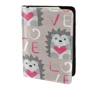 YUNWEIKEJI Hedgehog with Heart Love, Passport Holder PU Leather Travel Wallet Passport Case Passport Covers 5.5 in
