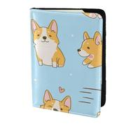 YUNWEIKEJI Kawaii Corgi Cute Dog, Passport Holder PU Leather Travel Wallet Passport Case Passport Covers 5.5 in