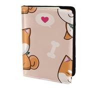 YUNWEIKEJI Kawaii Cute Shiba Inu, Passport Holder PU Leather Travel Wallet Passport Case Passport Covers 5.5 in