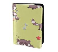 YUNWEIKEJI Kawaii Raccoon Cute, Passport Holder PU Leather Travel Wallet Passport Case Passport Covers 5.5 in