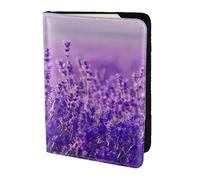 YUNWEIKEJI Lavender Flower Purple Landscape Scenery, Passport Holder PU Leather Travel Wallet Passport Case Passport Covers 5.5 in