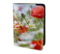YUNWEIKEJI Meadow and Daisy Flowers, Passport Holder PU Leather Travel Wallet Passport Case Passport Covers 5.5 in
