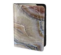 YUNWEIKEJI Onyx Stone Pale Blue Print, Passport Holder PU Leather Travel Wallet Passport Case Passport Covers 5.5 in