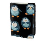 YUNWEIKEJI Penguins Cartoon Patterned, Passport Holder PU Leather Travel Wallet Passport Case Passport Covers 5.5 in