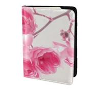 YUNWEIKEJI Pink Flowers, Passport Holder PU Leather Travel Wallet Passport Case Passport Covers 5.5 in