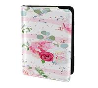 YUNWEIKEJI Pink Rose Flowers, Passport Holder PU Leather Travel Wallet Passport Case Passport Covers 5.5 in