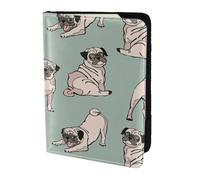 YUNWEIKEJI Pug Dogs Sitting, Passport Holder PU Leather Travel Wallet Passport Case Passport Covers 5.5 in