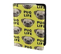 YUNWEIKEJI Pug Life Cute Pug Face Yellow, Passport Holder PU Leather Travel Wallet Passport Case Passport Covers 5.5 in