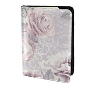 YUNWEIKEJI Purple and Grey Floral, Passport Holder PU Leather Travel Wallet Passport Case Passport Covers 5.5 in