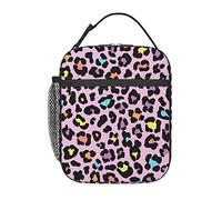 YUNWEIKEJI Purple Leopard Cheetah Print Lunch Bag, Durable Insulated Lunch Box Reusable Adults Tote Bag Reusable Cooler Bag