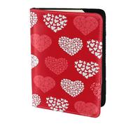 YUNWEIKEJI Red and White Hearts and Love, Passport Holder PU Leather Travel Wallet Passport Case Passport Covers 5.5 in