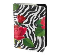 YUNWEIKEJI Red Flower Animal Zebra, Passport Holder PU Leather Travel Wallet Passport Case Passport Covers 5.5 in