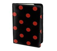 YUNWEIKEJI Red Polka Dots On Black, Passport Holder PU Leather Travel Wallet Passport Case Passport Covers 5.5 in
