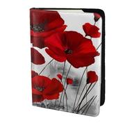 YUNWEIKEJI Red Poppy Flower Prints, Passport Holder PU Leather Travel Wallet Passport Case Passport Covers 5.5 in