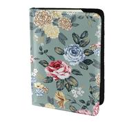 YUNWEIKEJI Rose Flowers On Green Background, Passport Holder PU Leather Travel Wallet Passport Case Passport Covers 5.5 in