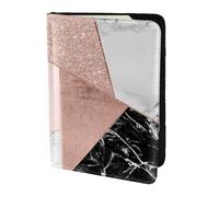 YUNWEIKEJI Rose Gold Glitter Black White Marble Geometric, Passport Holder PU Leather Travel Wallet Passport Case Passport Covers 5.5 in
