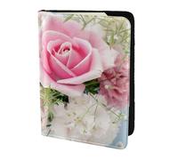 YUNWEIKEJI Roses Pink Flowers, Passport Holder PU Leather Travel Wallet Passport Case Passport Covers 5.5 in