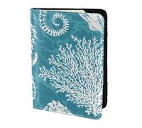 YUNWEIKEJI Sea Shells Seahorse Coral, Passport Holder PU Leather Travel Wallet Passport Case Passport Covers 5.5 in