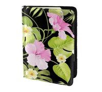YUNWEIKEJI Tropical Pink Flowers and Jungle Palms, Passport Holder PU Leather Travel Wallet Passport Case Passport Covers 5.5 in