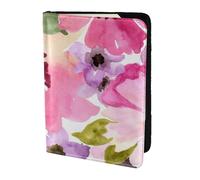 YUNWEIKEJI Watercolor Flowers Pink Fuchsia, Passport Holder PU Leather Travel Wallet Passport Case Passport Covers 5.5 in