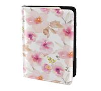 YUNWEIKEJI Watercolor Pink and Purple Floral, Passport Holder PU Leather Travel Wallet Passport Case Passport Covers 5.5 in