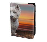 YUNWEIKEJI West Highland White Terrier Dogs Mountains White, Passport Holder PU Leather Travel Wallet Passport Case Passport Covers 5.5 in