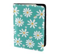 YUNWEIKEJI White Daisy Flowers, Passport Holder PU Leather Travel Wallet Passport Case Passport Covers 5.5 in