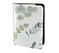 YUNWEIKEJI White Natural Greenery Twig Printed, Passport Holder PU Leather Travel Wallet Passport Case Passport Covers 5.5 in