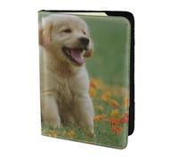 YUNWEIKEJI Yellow Labrador Retriever Puppies, Passport Holder PU Leather Travel Wallet Passport Case Passport Covers 5.5 in