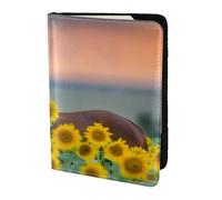 YUNWEIKEJI Yellow Sunflower Horse Printed, Passport Holder PU Leather Travel Wallet Passport Case Passport Covers 5.5 in