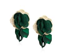 YUNXI Chiffon Acrylic Rose Petal Drop Dangle Earrings Bohemian Flower Statement Floral Tassel Layered Floral Petal Earrings for Women Bridal Prom, Metal, No Gemstone