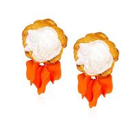 YUNXI Chiffon Acrylic Rose Petal Drop Dangle Earrings Bohemian Flower Statement Floral Tassel Layered Floral Petal Earrings for Women Bridal Prom, Metal, No Gemstone