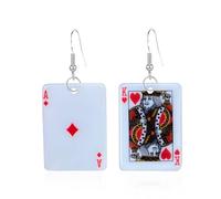 YUNXI Exaggerate Creative Playing Cards Pattern Drop Earring Acrylic Hearts Poker Spade Earring for Women Gambling Casino Funny Jewelry, Metal Acrylic, No Gemstone
