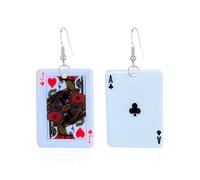 YUNXI Exaggerate Creative Playing Cards Pattern Drop Earring Acrylic Hearts Poker Spade Earring for Women Gambling Casino Funny Jewelry, Metal Acrylic, No Gemstone