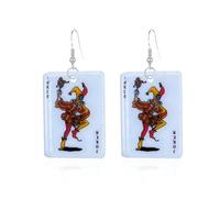 YUNXI Exaggerate Creative Playing Cards Pattern Drop Earring Acrylic Hearts Poker Spade Earring for Women Gambling Casino Funny Jewelry, Metal Acrylic, No Gemstone
