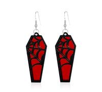 YUNXI Halloween Coffin Mirror Hook Earrings Acrylic Bat Spider Web Horror Casket Dangle Drop Earring Punk Jewelry for Women, Acrylic, No Gemstone