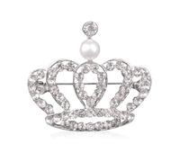 YUNXI King Queen Royal Crown Brooch For Women Men Fashion Gold Silver Rhinestones Crystal Brooches Pin Wedding Party Banquet Birthday, Alloy, Rhinestones, Crystals, no gemstone