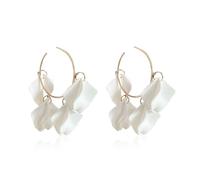 YUNXI Summer Gorgeous Lightweight Petal Hoop Earring for Women Unusual Cute and Fun Acrylic Floral Open Huggie Hoop Earring for Women Holiday Gift, L, Metal, No Gemstone