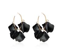 YUNXI Summer Gorgeous Lightweight Petal Hoop Earring for Women Unusual Cute and Fun Acrylic Floral Open Huggie Hoop Earring for Women Holiday Gift, L, Metal, No Gemstone