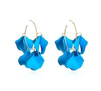 YUNXI Summer Gorgeous Lightweight Petal Hoop Earring for Women Unusual Cute and Fun Acrylic Floral Open Huggie Hoop Earring for Women Holiday Gift, L, Metal, No Gemstone