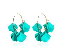 YUNXI Summer Gorgeous Lightweight Petal Hoop Earring for Women Unusual Cute and Fun Acrylic Floral Open Huggie Hoop Earring for Women Holiday Gift, L, Metal, No Gemstone
